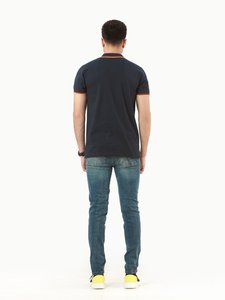 Men's Navy Blue <b>Half</b> Sleeve for <b>Shirt</b> Cotton Oxford Fabric Casual Solid Color Breathable Woven Design Regular Fit Quick Dry - Product Image 3