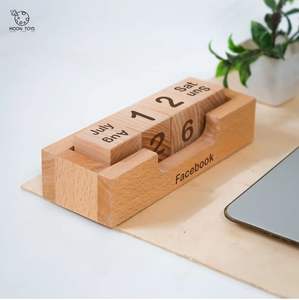 Calendario de Madera Hecho a Mano de Buena Calidad, Moderno, para Regalo de Inauguración de Casa, Boda, Ecológico, para Oficina, Hogar, Escritorio, Mesa - Product Image 2