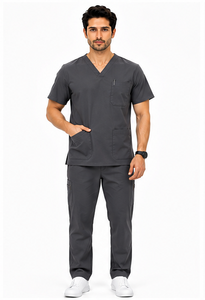 Conjunto de uniforme médico para hombre, estilo jogger, transpirable, con spandex, para hospital, enfermería, cómodo, moderno y duradero. - Product Image 5