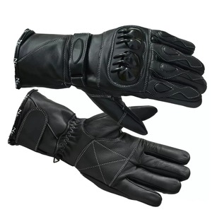 Full Finger Leather Racing Gloves Red Black Breathable Hook And Loop Closure For Riding Unisex - Product Image 5