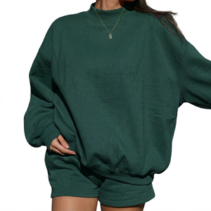 Conjunto de Pantalones Cortos y Top de Cuello Alto para Mujer, Personalizado, Estilo Urbano, Invierno, Color Sólido, Bordado, Poliéster, Algodón, Felpa, Uso Diario, Transpirable - Product Image 4