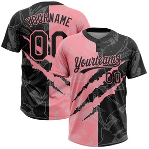 Camiseta de Softbol Rosa y Negra de Primera Calidad, Malla Transpirable, Ropa Deportiva, Logotipo Personalizado, Nombre y Número, Venta al Por Mayor - Product Image 1