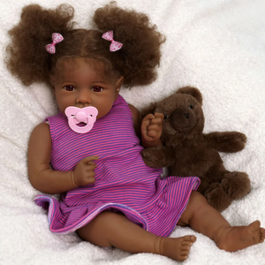 Poupée Reborn Afro-Américaine Babeside RTS, 20 pouces, Saria, cheveux longs bruns bouclés, jouet doux pour filles, prête à être expédiée, faible MOQ - Product Image 3