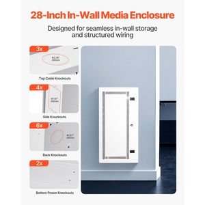 Armadio multimediale ventilato con porta a cerniera da 28 pollici, protezione IP67 e IP65, gestione cavi e cablaggio strutturato per multimedia - Product Image 4