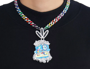 Collar con colgante de cristal de conejo arcoíris, gargantilla con dije de diamantes de imitación, joyería llamativa, regalo - Product Image 1