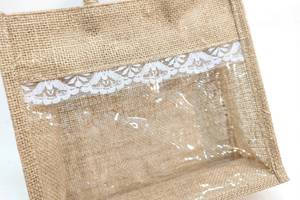 Premium Quality Natural Jute Shopping Bag with Strong Handles Clear PVC Window Zipper Closure for Promotional <b>Gifts</b> & Daily Use - Product Image 2