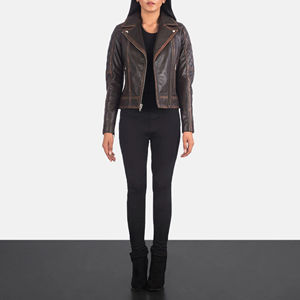 Blouson en cuir pour femme, style motard, conçu sur mesure, respirant, avec doublure en coton tissé, idéal pour l'hiver et l'automne, vente en gros - Product Image 6