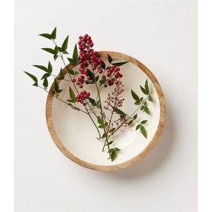 จานไม้มะม่วงเคลือบเงาแบบกำหนดเองขายส่ง - ชามเสิร์ฟไม้ทรงกลมเคลือบเงาเกรดอาหาร จานคริสต์มาสแบบยั่งยืน - Product Image 1