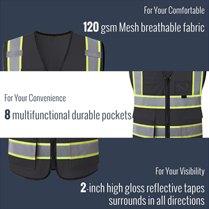 Chaleco de seguridad de grado industrial con tiras reflectantes de alta visibilidad, ropa duradera para obras de construcción, para topógrafos e ingenieros de campo - Product Image 5