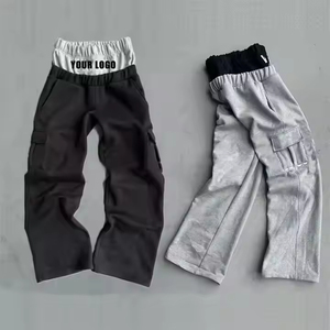 Pantalones de chándal holgados personalizados de algodón French Terry para hombre, de corte ancho, con doble cintura, de tejido grueso, lavados, 2026 - Product Image 6