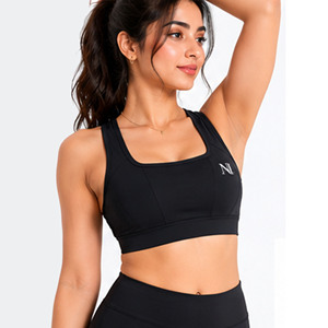 2026 Nofyan Women's Black High Support Sports Bra Seamless Moisture Wicking Yoga Top High Quality OEM/ODM Custom Sports Bra - Product Image 1