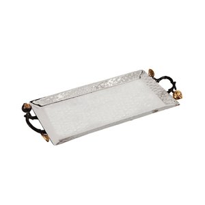 Bandeja de Servir de Acero Inoxidable con Diseño Moderno y Asas de Granada, Bandeja para Servir Alimentos, Decoración del Hogar, Suministros para Hoteles - Product Image 1