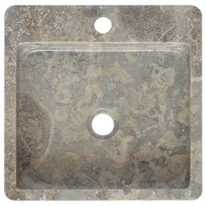 Lavabo de Baño de Mármol Gris de 15.7''x15.7''x4.7'', Diseño Elegante para Baños Modernos - Product Image 6