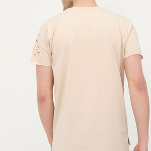 เสื้อยืดผู้ชายสไตล์วินเทจ ขาดๆ แบบโอเวอร์ไซส์ ผ้าฝ้าย 100% สตรีทแวร์ลำลอง แขนสั้น คุณภาพดี - Product Image 3