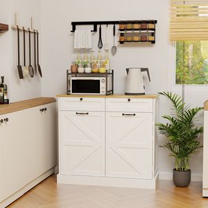 Mobiletto da cucina a 2 cassetti per rifiuti con 1 anta ribaltabile e 2 ripiani, 1 anta con scaffale portaoggetti per cucine - Product Image 1