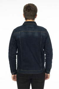 Veste en jean vintage unie pour homme, bleu délavé, coupe ajustée, décontractée, durable, style streetwear, OEM ODM, vente en gros - Product Image 5