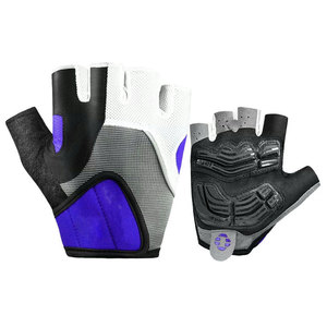 Gants de cyclisme mi-doigts antidérapants unisexes d'été en polyester avec fermeture auto-agrippante Rouge Noir Blanc Gris - Product Image 4