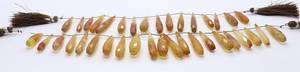 Perles de chalcédoine naturelle marron et jaune facettées en forme de goutte longue, perles de chalcédoine briolette facettées, perles de pierres précieuses de chalcédoine facettées - Product Image 6