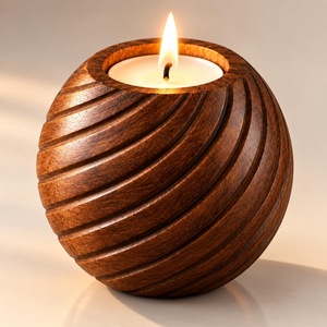 Élégant support à bougies en bois finition naturelle, décoration de table rustique, fait main, pour activités religieuses, centre de table de Noël, mariage - Product Image 6