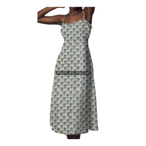 Nouvelle robe bohème imprimée pour femmes, robe hippie bohème gypsy à bretelles spaghetti, robe de soirée pour femmes à bretelles spaghetti en coton - Product Image 6