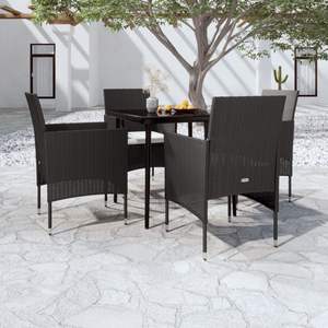 Juego de Comedor de Jardín de 5 Piezas en Ratán Sintético Negro, Experiencia de Comedor al Aire Libre Elegante - Product Image 1
