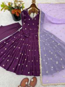 ชุดผ้าจอร์เจียเจ็ตสังเคราะห์งานปักลายพื้นและงานปักผ้า Georgette dupatta เย็บครบชุดครบชุด - Product Image 6