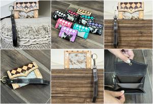 Nouveau Porte-monnaie en cuir de vachette fait main de style occidental personnalisé Motif à carreaux Mini portefeuille Porte-cartes de crédit pour femmes - Product Image 3