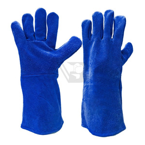 Gant de soudage en cuir bleu avec coutures en Kevlar et rembourrage supplémentaire sur la paume - Product Image 6