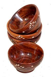 Bols à Snacks Artisanaux en Bois |   Petit bol de service en bois fait main - Product Image 5