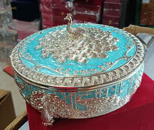 Bandeja para Frutos Secos/Caja para Joyas de Plata Alemana con Diseño Esmaltado, Metal Duradero y Terciopelo, Caja de Regalo - Product Image 3