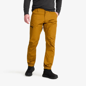 Men's Mustard Softshell Trousers Regular Fit Zip Fly Water Resistant Outdoor Hiking Pants With Pockets All Seasons Wear - Product Image 1