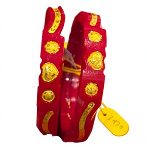 22K solid gold bangle red pola bridal jewelry indian ethnic handmade traditional gold motif designer fashion luxury accessory - Product Image 2