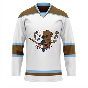 Sweat à capuche de hockey sur glace personnalisé avec logo de chien de dessin animé, col en V, manches longues, impression sublimée, unisexe, adulte, tissu polaire respirant - Product Image 1