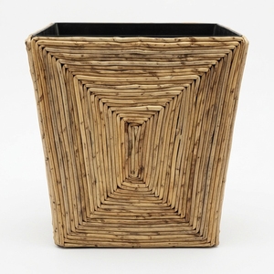 Natural Banana Bark Trash Bin <b>Square</b> Waste <b>Basket</b> Inner Liner Concentric Weave Paper Rubbish Can Setup Decor Pure Art Room Desig - Product Image 1