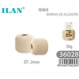 Bobina di cordoncino di cotone Ilan 2mm 50g per lavori artigianali e progetti fai da te - Product Image 1