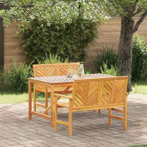 Juego de comedor de jardín de madera maciza de acacia marrón de 3 piezas - Product Image 1