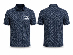 Men's <b>Navy</b> <b>Blue</b> Solid Short Sleeve Button-Up <b>Shirt</b> Knitted Polyester Cotton Breathable Casual Style Embroidered Custom Logo - Product Image 1