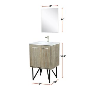 Rustic Acacia <b>Bath</b> Vanity with 24 In. W X 20 In. D White Quartz Top 18 In. <b>Mirror</b> Brushed Nickel Faucet Set 24 In. W X 20 In. D - Product Image 6