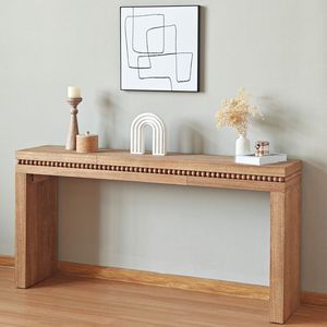 Consolle in Legno Rustico Elegante da 64 Pollici con Bordo Decorativo Perlinato per la Tua Ingressata - Product Image 2