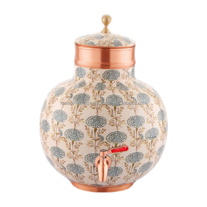 Tanque de almacenamiento de agua de cobre puro de alta calidad más vendido con diseño impreso de esmalte floral en dos tonos al mejor precio - Product Image 2