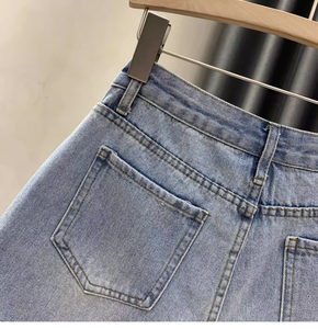 Shorts de Mezclilla para Mujer, OEM ODM, Personalizados con Pedrería, Cintura Alta, Elásticos, Casuales de Verano, al por Mayor - Product Image 5