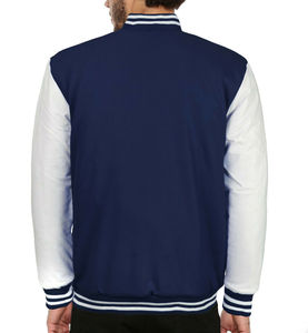 เสื้อแจ็คเก็ตเบสบอลแบบมีแขนหนังสั่งทำพิเศษ ขายส่งเสื้อแจ็คเก็ตวาร์ซิตี้คุณภาพสูงสำหรับผู้ชาย ปักลายเชนิลล์ - Product Image 4