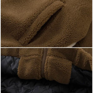 Wholesale Custom Solid Color Zipper Loose <b>Long</b> Sleeve Sherpa Winter Coat Polar Fleece <b>Jacket</b> Street Fashion <b>Jackets</b> for <b>Men</b> - Product Image 4