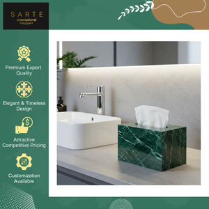 Accessoire de maison de luxe, dernier design, boîte à mouchoirs suspendue en marbre vert, faite à la main, imperméable, écologique, durable et décorative - Product Image 3