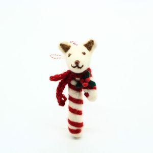 Adorno Navideño de Fieltro Hecho a Mano con Forma de Bastón de Caramelo para Perro, Decoración para Colgar en el Árbol - Product Image 4