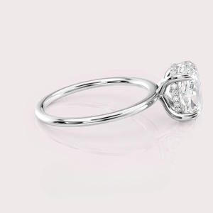 IGI Certified Lab Grown Oval <b>Diamond</b> Ring with Prong Setting Rhodium Plating in Solid 925 Sterling Silver for Women's Daily Wear - Product Image 3