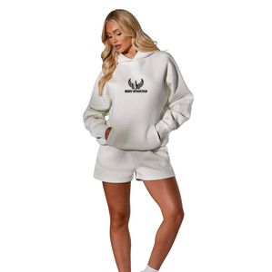 White Relaxed Fit <b>Hoodie</b> Women Fleece Pullover Long Sleeve Casual Streetwear Comfortable Everyday Fashion Wear - Product Image 1