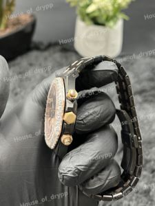 Reloj Cronógrafo de Acero Inoxidable con Incrustaciones de Diamantes Moissanite VVS, Reloj de Pulsera de Lujo - Product Image 4