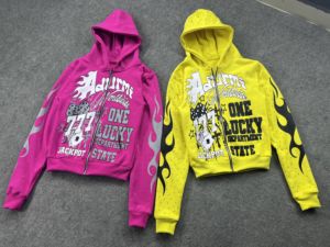 Custom Unisex Winter <b>Cropped</b> <b>Zip</b>-<b>Up</b> <b>Hoodie</b> with Rhinestone Flame Print Breathable Heavyweight Fleece Y2K Streetwear - Product Image 4