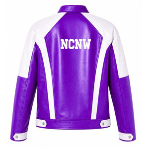 NCNW Sorority PU Leather Varsity <b>Jacket</b> Purple & White Letter Print Full Sleeve Zipper Casual Style Women's <b>Racing</b> <b>Jacket</b> - Product Image 2